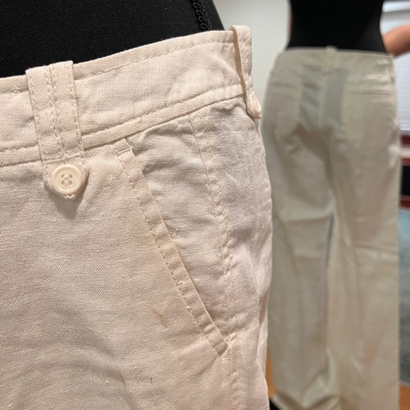 Pair of low rise French Connection 100% Linen Pants WHITE and TAN - Picture 10 of 10